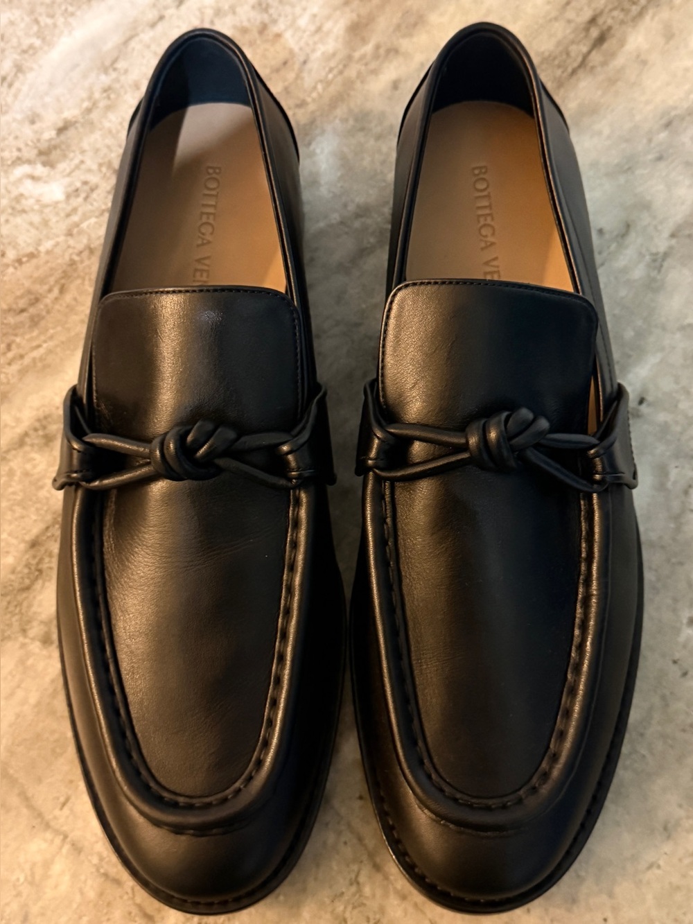 BOTTEGA VENETA ASTAIRE LOAFER $1100 BLACK LEATHER 45.5 / 12.5 US Knot Slippers